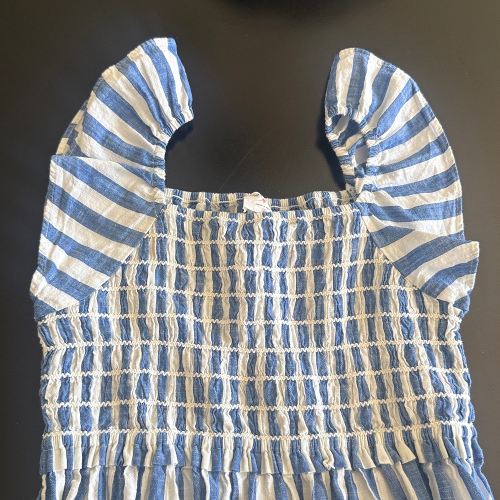 Crewcuts Blue and White Striped Jcrew Girls kids size 12 Ruffle Dress - Picture 6 of 6
